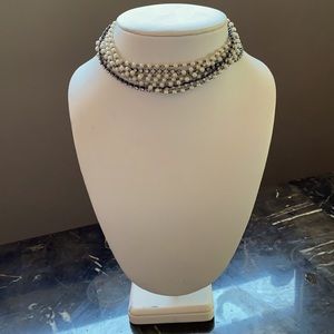 🤍4/$20 chain, faux crystal pearl choker necklace